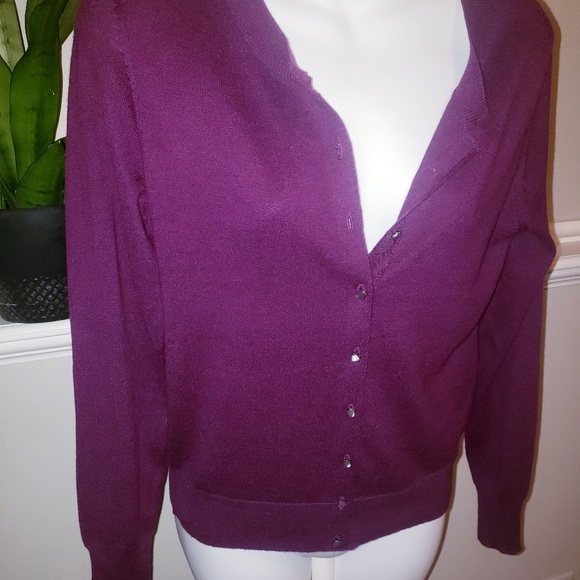 Banana Republic Purple Cardigan Size Medium - Picture 2 of 6